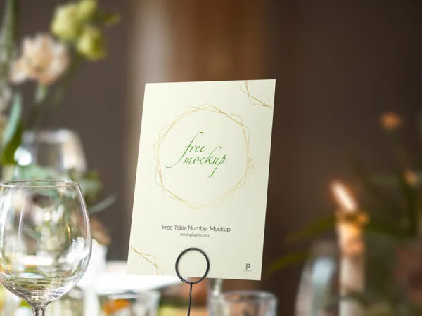 Front View of a Table Number Card Mockup 1