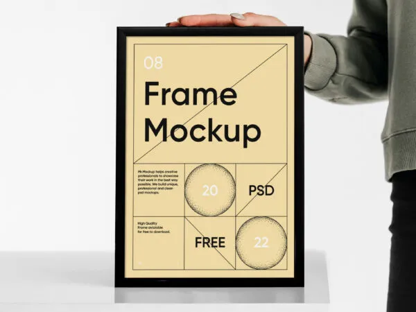 Front View of a Woman Holding a Frame Mockup 1