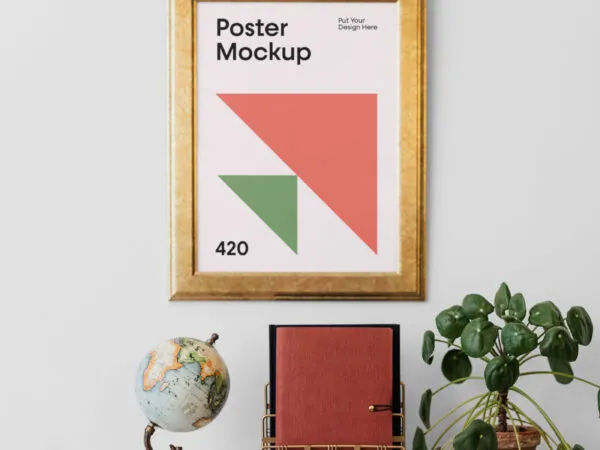 Front View of a Wooden Framed Poster Mockup 1
