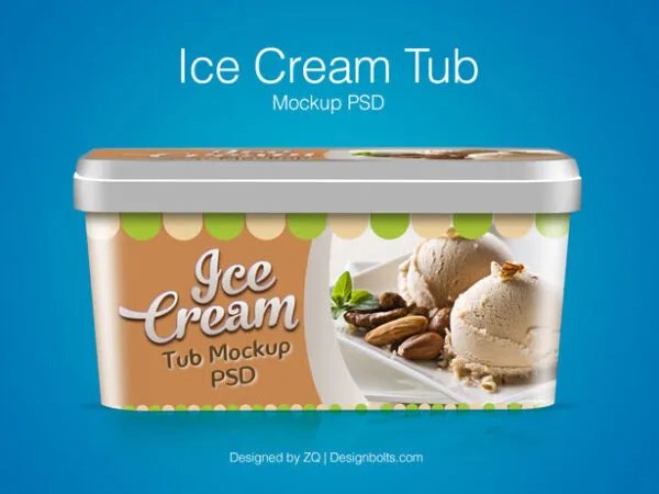 Front View of an Ice Cream Tub Mockup 1