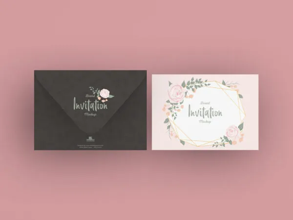 Front View of an Invitation Card and Its Pocket Mockup 1