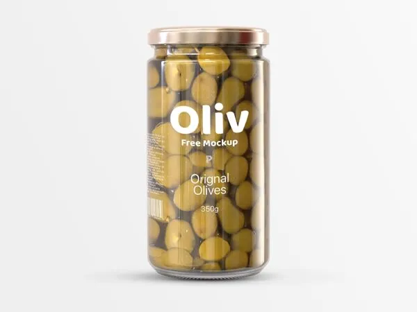 Front View of an Olive Glass Jar Mockup 1
