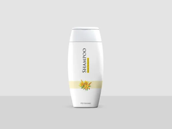 Front View of an Oval Shaped Shampoo Bottle Mockup 1