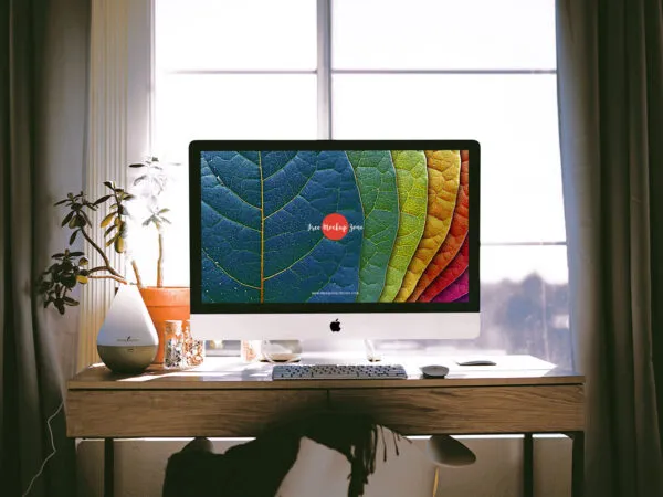 Front View of an iMac Pro in Calming Workstation Mockup 1