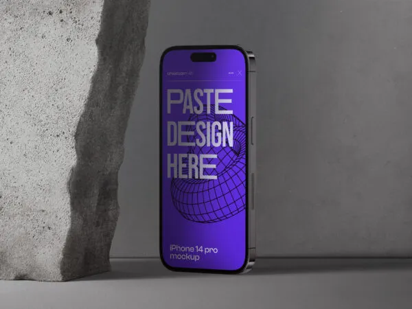 Front View of iPhone 14 Pro Mockup with Stone 1