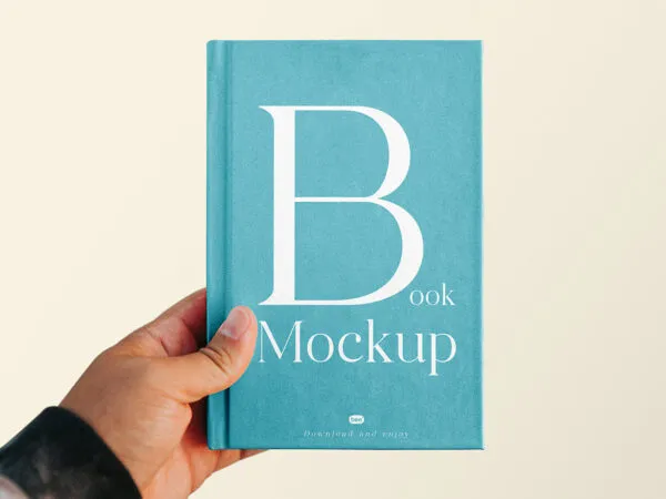 Front Vision of Book Cover Mockup in Hand 1