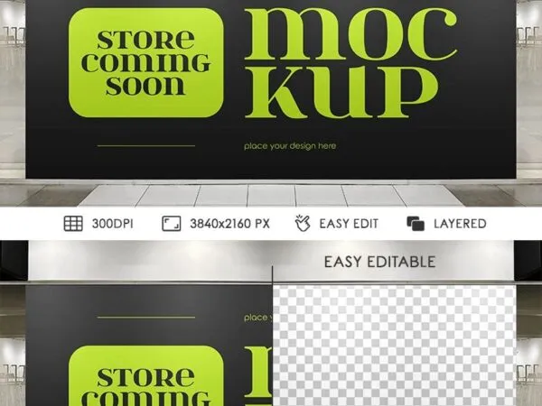 Front Vision of Coming Soon Signboard Store Mockup 1
