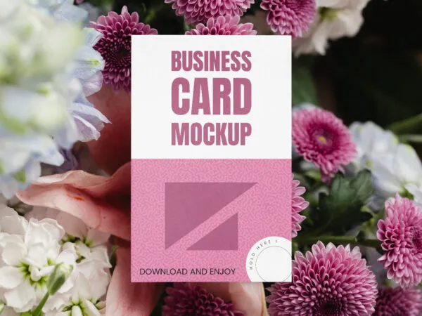 Front Vision of Floral Business Card Mockup 1