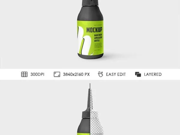 Front Vision of Hair Color Applicator Bottle Mockup 1