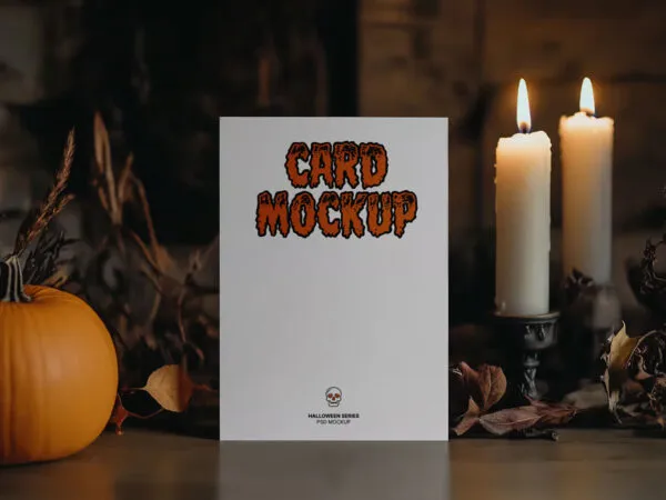 Front Vision of Halloween A4 Card Mockup 1