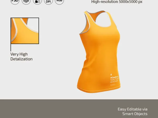 Front and 34 View of 3 Womens Tank Top Mockups 1