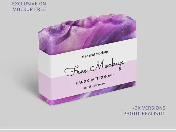 Front and 34 View of Three Soaps Mockups 1