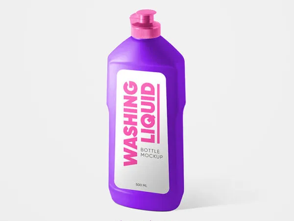 Front and 34 View of Two Washing Liquid Bottle Mockups 1