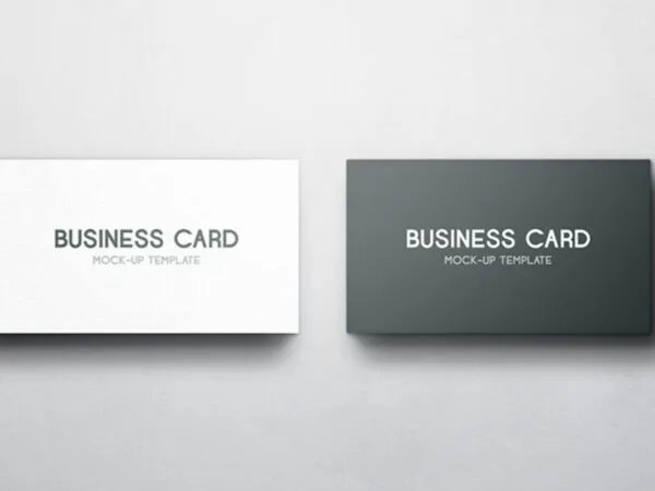 Front and Back Overhead Shot of Business Card Mockup 1