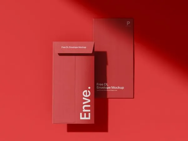 Front and Back View of a DL Envelope Mockup 1