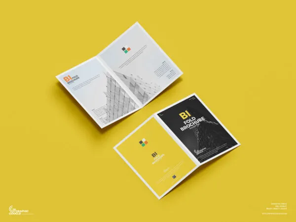 Front and Back of a A4 Bi Fold Brochure Mockup 1