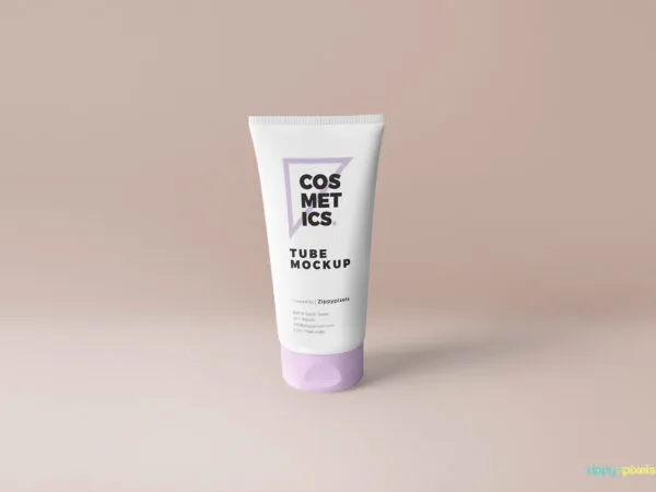 Front and Center Standing Flip Cap Tube Packaging Mockup 1