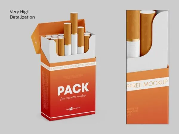 Front and Perspective View of 3 Cigarette Pack Mockups 1