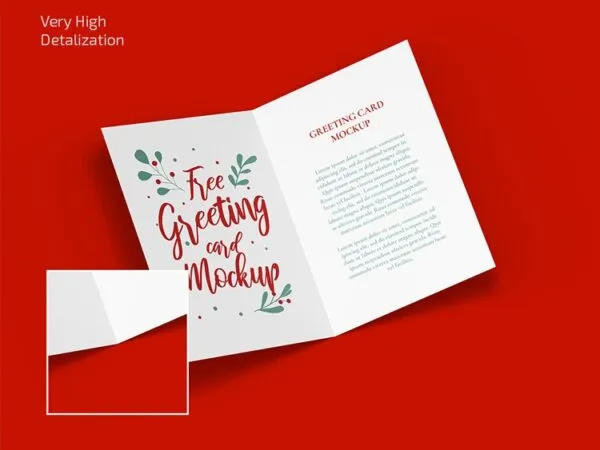Front and Perspective View of 3 Greeting Card Mockups 1