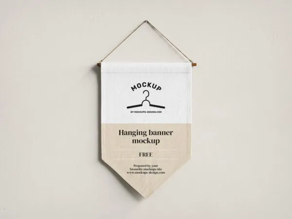 Front and Perspective View of 3 Hanging Banner Mockups 1