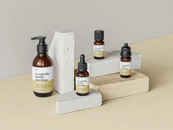 Front and Perspective View of 5 Cosmetic Set Mockups 1