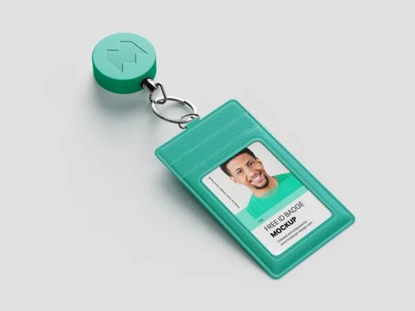 Front and Perspective View of 5 Fabric ID Holder Mockups 1