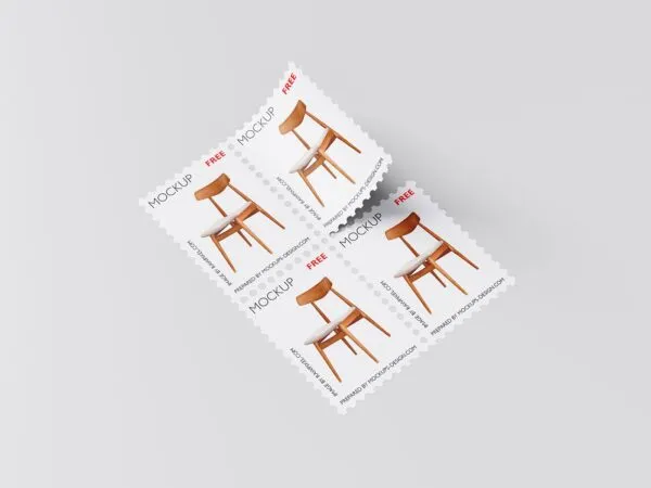 Front and Perspective View of 5 Postage Stamp Mockups 1
