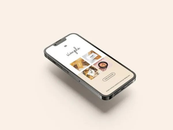 Front and Perspective View of 5 iPhone 13 Pro Mockups 1