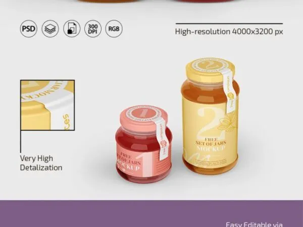 Front and Perspective View of Two Jar Set Mockups 1