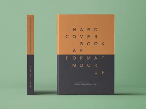 Front and Side A5 Hardcover Book Mockup 1