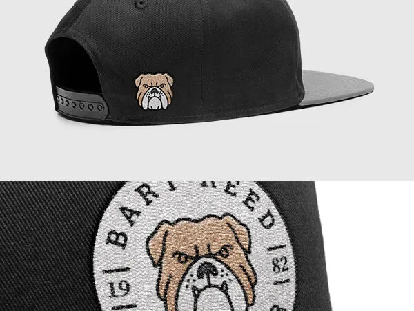 Front and Side Views of a Three Linen Snapback Cap Mockups 1
