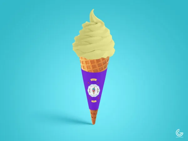 Front view Ice Cream Cone Wrapper Mockup 1