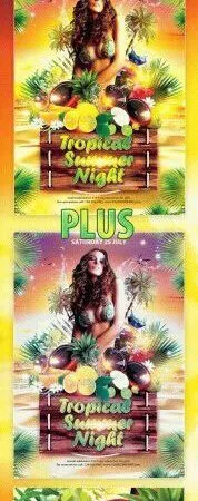Fruity Tropical Summer Night Flyer Template 1