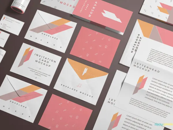 Full Pack of Branding Stationery Items Mockup 1