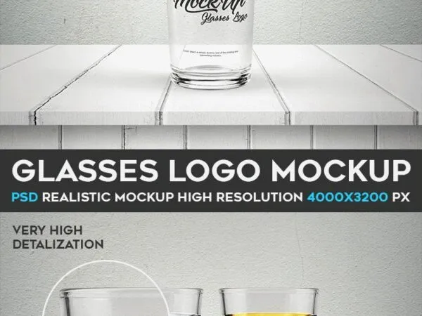 FullEmpty Glass of Water on a Wooden Surface Mockup 1