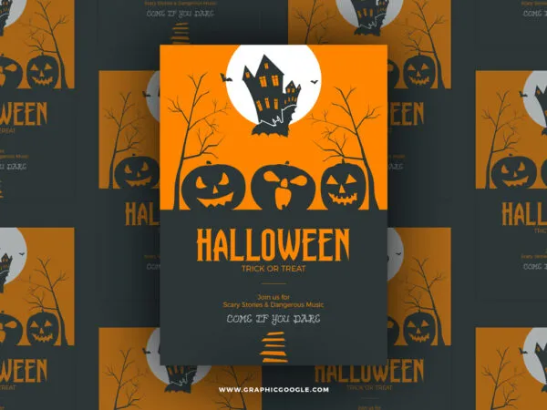 Fun Cartoon Halloween Trick or Treat Flyer Template 1