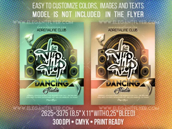 Fun Creative Hip Hop Dancing Studio Event Flyer and Facebook Cover Template 1
