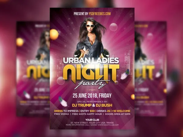 Funky Ladies Night Party Flyer Template 1