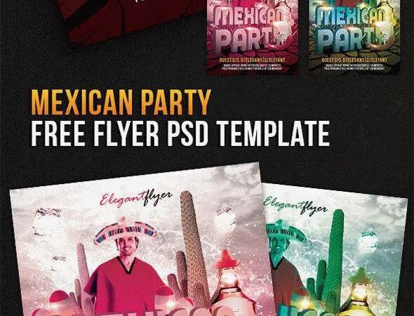 Funky Mexican Club Party Flyer Template Plus a Facebook Cover 1