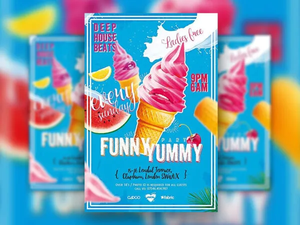 Funny Yummy Party Flyer Template 1