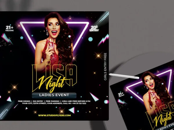 Futuristic Black Ladies Night Instagram Post Template 1