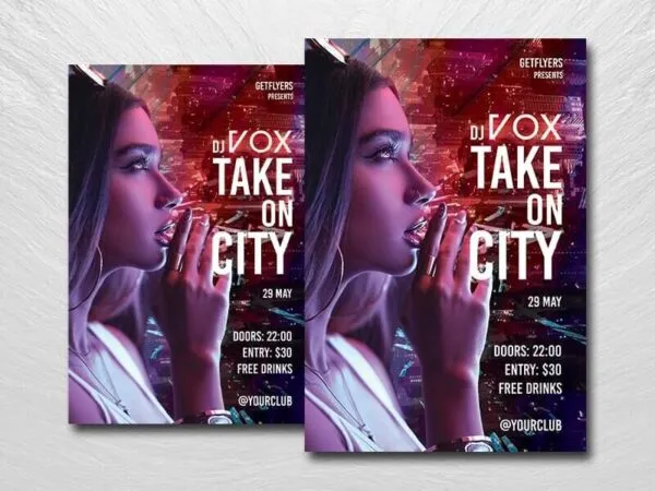 Futuristic City DJ Night Party Flyer Template 1
