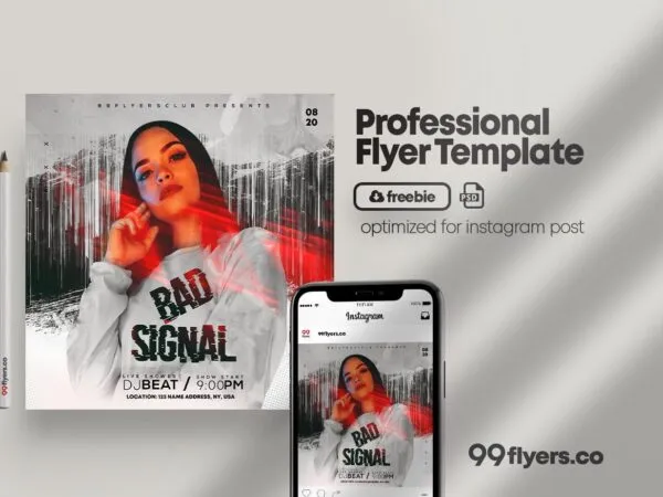 Futuristic Club Party Flyer Template for Instagram Post 1