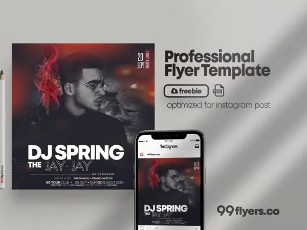 Futuristic DJ Club Party Flyer Instagram Template 1