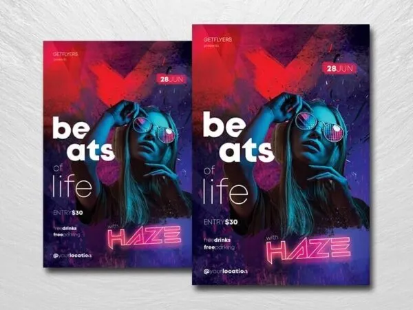 Futuristic DJ Nightclub Flyer Template 1