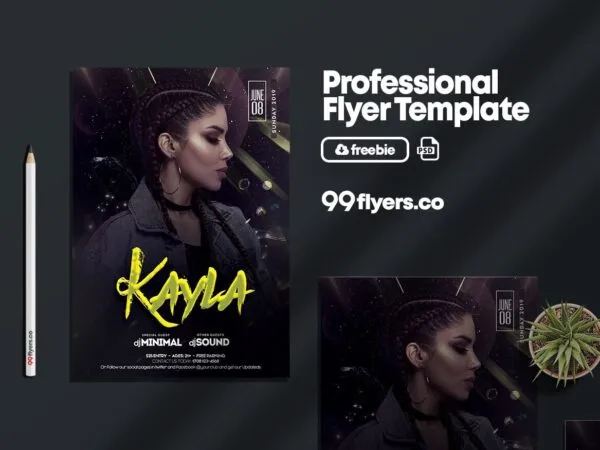 Futuristic Dark Purple DJ Artist Flyer Template 1