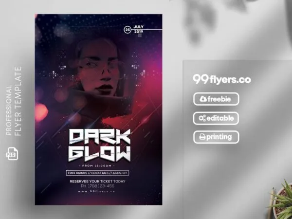 Futuristic Dark Theme Nightclub Flyer Template 1