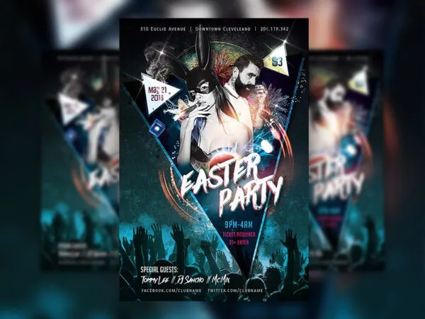 Futuristic Easter Party Flyer Template 1