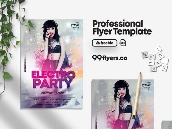 Futuristic Electro Party Flyer Template 1