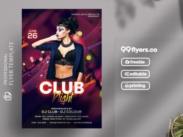Futuristic Fanciful Dance Club Flyer Template 1
